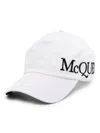 ALEXANDER MCQUEEN WHITE BASEBALL HAT WITH MCQUEEN EMBROIDERY