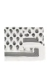 Alexander Mcqueen Womans Biker Skull White And Black Modal Scarf In White