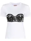 Alexander Mcqueen Bustier-print Crewneck T-shirt In White