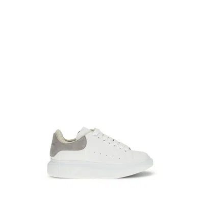 Alexander Mcqueen Oversize Sneakers In White Leather With Olive Suede Heel In Multi