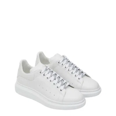Alexander Mcqueen Chalk Leather Sneakers With Chalk Leather Heel In White