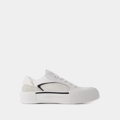 Alexander Mcqueen White Canvas And Leather Plimsoll Trainers