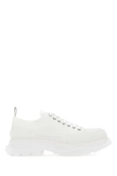 ALEXANDER MCQUEEN ALEXANDER MCQUEEN WHITE CANVAS TREAD SLICK SNEAKERS