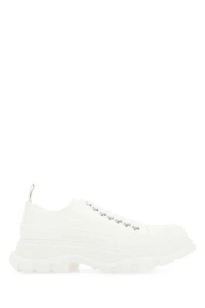 Alexander Mcqueen White Canvas Tread Slick Sneakers