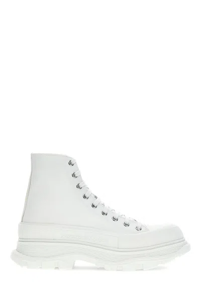 Alexander Mcqueen White Canvas Tread Slick Sneakers In White White