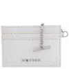 Alexander Mcqueen White / Cognac / Silver Men's Crackled Leather Card Holder Sling In Brown/white/silver Tone