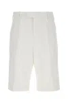 Alexander Mcqueen Men White Cotton Bermuda Shorts