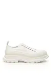 ALEXANDER MCQUEEN WOMEN'S WHITE CANVAS SNEAKERS WITH SILVER ACCENTS