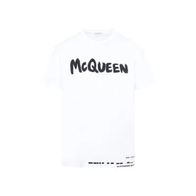 Alexander Mcqueen White Cotton Graffiti Logo T-shirt
