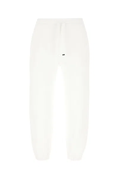 Alexander Mcqueen Joggers Cotton Elastic Cuffs In Optical White