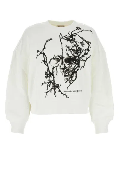 ALEXANDER MCQUEEN WOMEN WHITE COTTON SWEATSHIRT, XXS LUXURY SWEATSHIRTS & HOODIES FOR WOMEN DARVEYS