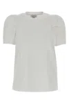 Alexander Mcqueen Cotton T-shirt With Crew Neck And Puff Sleeves In Neutral