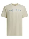 Alexander Mcqueen Men Cotton T-shirt With A Flocked Logo Printed
