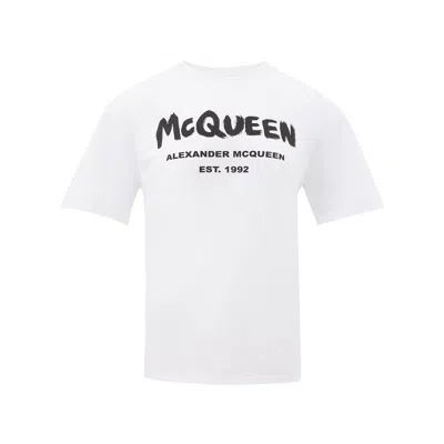 Alexander Mcqueen Logo-print Cotton T-shirt In White
