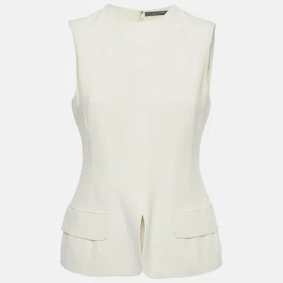 Pre-owned Alexander Mcqueen White Crepe Sleeveless Fitted Top M