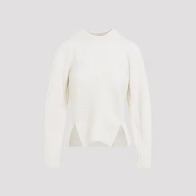 ALEXANDER MCQUEEN WHITE CREW NECK SWEATER
