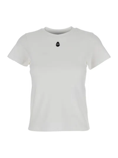 ALEXANDER MCQUEEN ALEXANDER MCQUEEN WOMEN WHITE CREWNECK T-SHIRT WITH SKULL EMBROIDERY ON THE FRONT IN COTTON WOMAN
