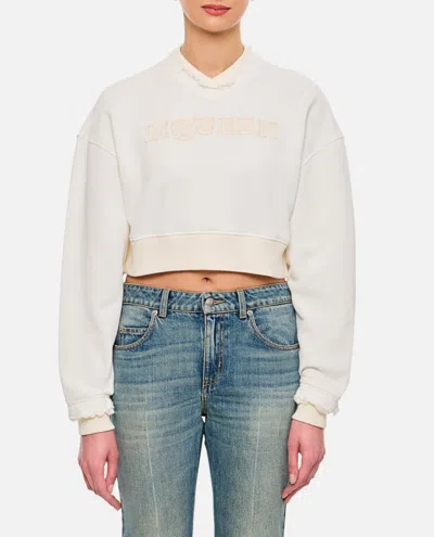 ALEXANDER MCQUEEN WHITE CROPPED SWEATSHIRT