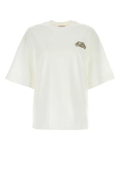 ALEXANDER MCQUEEN WHITE CRYSTAL EMBROIDERED T-SHIRT