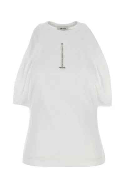 ALEXANDER MCQUEEN WHITE CUT AND SEW COTTON TOP