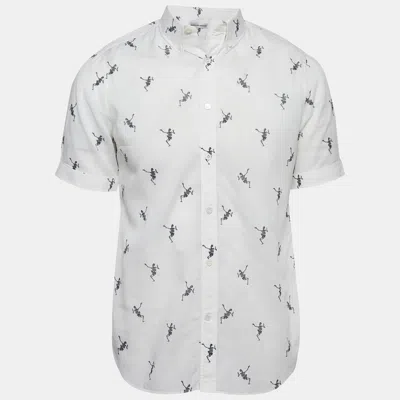 Pre-owned Alexander Mcqueen White Dancing Skeleton Print Cotton Button Down Shirt L