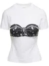 Alexander Mcqueen Bustier-print Crewneck T-shirt In Multicolor
