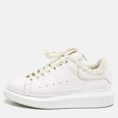 Pre-owned Alexander Mcqueen White Fur And Leather Oversized Sneakers Size 40