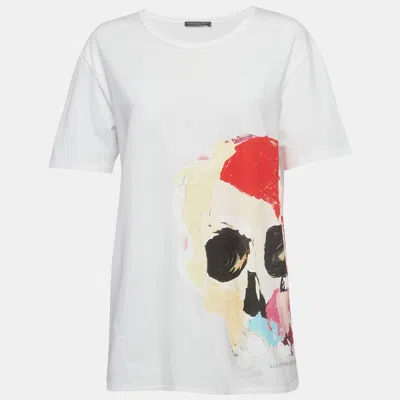 Pre-owned Alexander Mcqueen White Graphic Print Crew Neck T-shirt M