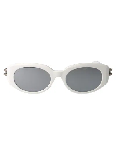 Alexander Mcqueen White Injectate Sunglasses In Blue