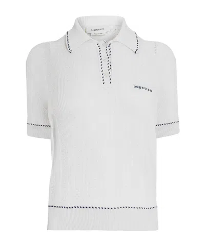 Alexander Mcqueen White Knitted Polo Shirt