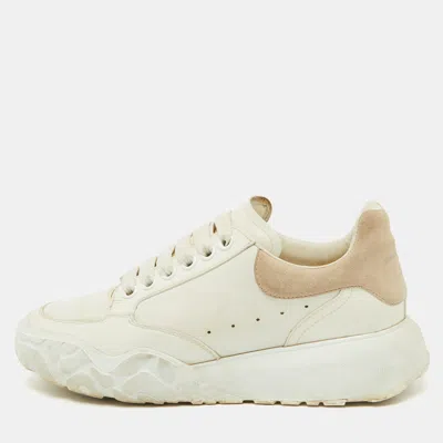 Pre-owned Alexander Mcqueen White Leather And Suede Oversized Runner Sneakers Size 38
