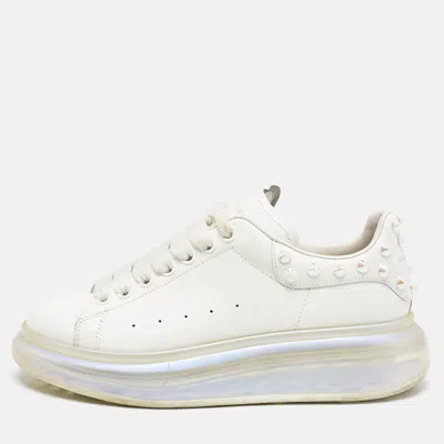 Pre-owned Alexander Mcqueen White Leather Larry Low Top Sneakers Size 39.5