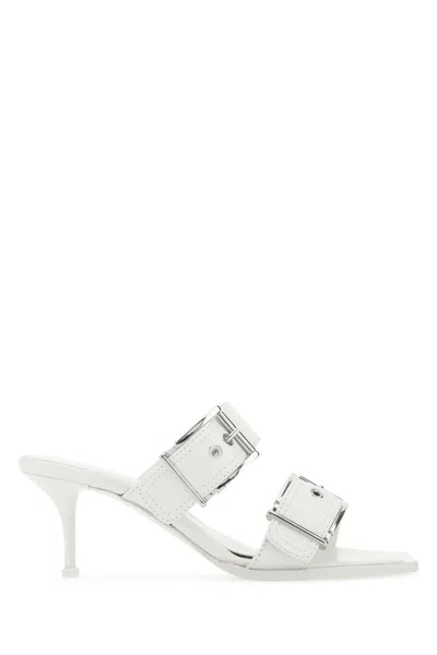 ALEXANDER MCQUEEN ALEXANDER MCQUEEN WHITE LEATHER MULES