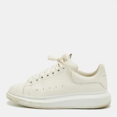 Pre-owned Alexander Mcqueen White Leather Oversized Lace Up Sneakers Size 43.5