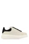 Alexander Mcqueen Leather Sneakers With Contrasting Heel In Neutral