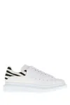 Alexander Mcqueen Leather Sneakers Featuring Printed Suede Heel In White