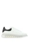 Alexander Mcqueen Classic White Leather Sneakers With Black Heel