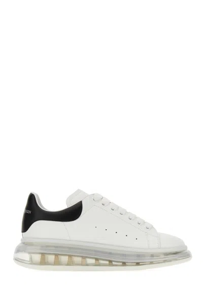 Alexander Mcqueen White Leather Sneakers With Black Heel
