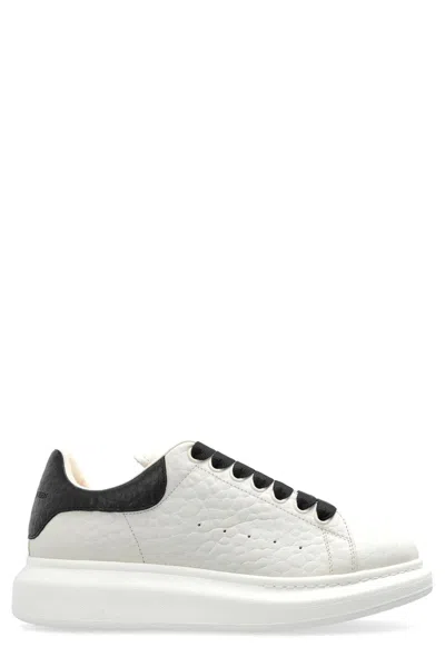 Alexander Mcqueen White Leather Sneakers With Black Leather Heel