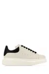 Alexander Mcqueen White Leather Sneakers With Black Leather Heel In Neutral