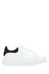 ALEXANDER MCQUEEN WHITE LEATHER SNEAKERS WITH BLACK SUEDE HEEL