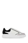 Alexander Mcqueen White Black Oversized Leather Sneakers In Whitelunablack