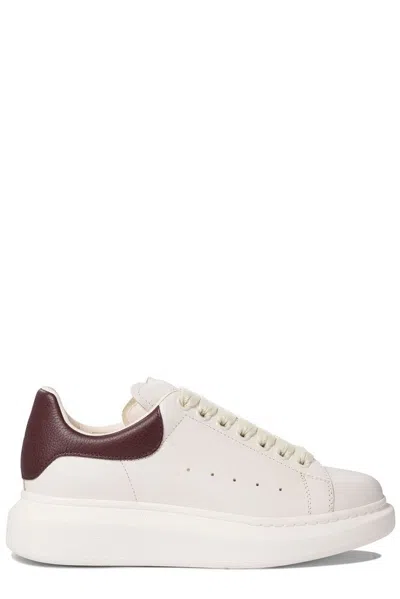 Alexander Mcqueen White Leather Sneakers With Chocolate Leather Heel