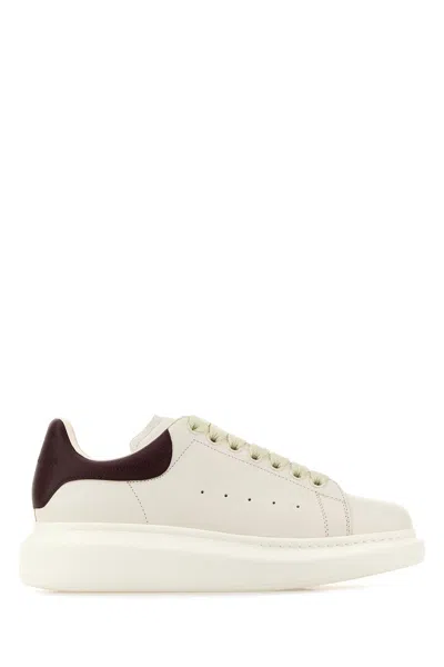 Alexander Mcqueen White Leather Sneakers With Chocolate Leather Heel
