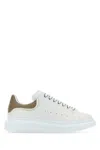 ALEXANDER MCQUEEN WHITE LEATHER SNEAKERS WITH DOVE GREY LEATHER HEEL