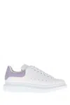 Alexander Mcqueen White Leather Sneakers With Lilac Leather Heel In Animal Print