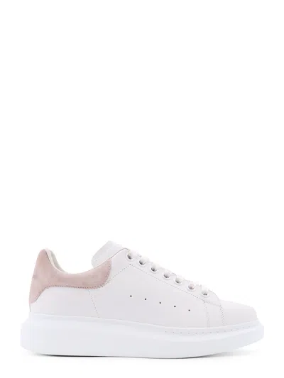 ALEXANDER MCQUEEN WHITE LEATHER SNEAKERS WITH PINK SUEDE HEEL