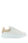 Alexander Mcqueen Logo-print Leather Sneakers In Whiteoatsilver