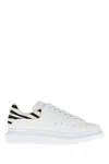 Alexander Mcqueen Leather Sneakers Featuring Printed Suede Heel In White