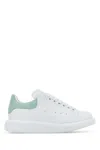 Alexander Mcqueen White Leather Sneakers With Sea Green Leather Heel